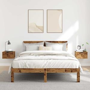 vidaXL Nachtkastjes wandgemonteerd 2 st 34x30x20 cm oud houtkleurig