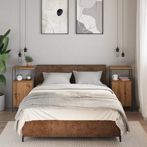 vidaXL Nachtkastjes 2 st 41x31x80cm bewerkt hout artisanaal eikenkleur