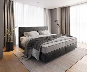 DELIFE Boxspringbett Dream-Well Mikrofaser Anthrazit Vintage 200x200 cm mit Taschenfederkernmatratze und Topper Visco