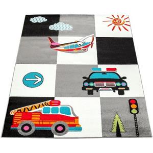 Paco Home Kindervloerkleed ECE 998 Korte pool, ruitmotief met stratenmotieven, kinderkamer