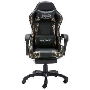 vidaXL Racestoel met voetensteun kunstleer zwart en camouflage