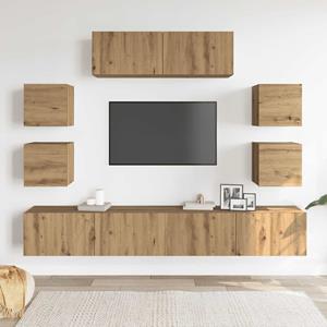 vidaXL 7-delig Tv-meubelset wandmontage bewerkt hout artisanaal eiken