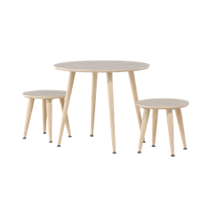 Nest living Runar ronde houten kindertafel met krukjes whitewash – set van 3