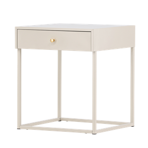 Nest living Lewis metalen nachtkastje beige - 43 x 41 cm
