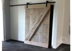 Loods XL Steigerhouten loft-/schuifdeur met industrieel ophangsysteem