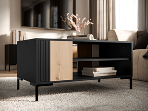 Mobistoxx Rechthoekige salontafel MARIS 100 cm mat zwart/artisan eik