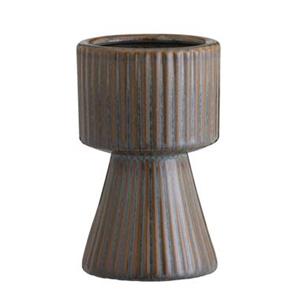 Leen Bakker Vaas Ribe - bruin - keramiek - 19,5xØ12 cm