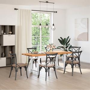 vidaXL Eettafel rechthoekig 200x80x74 cm massief eikenhout lichtbruin