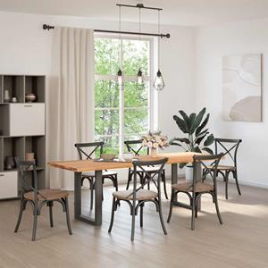 vidaXL Eettafel rechthoekig 240x80x74 cm massief eikenhout lichtbruin