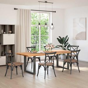 vidaXL Eettafel rechthoekig 240x100x74 cm massief eikenhout lichtbruin