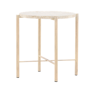 Nest living Thora ronde bijzettafel beige - met stenen blad - Ø 40 cm