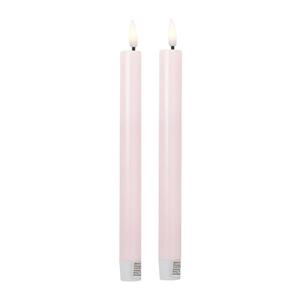 Xenos LED dinerkaarsen - roze - set van 2 - ø2.2x24.5 cm