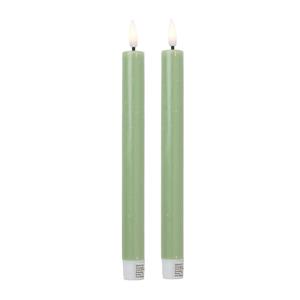 Xenos LED dinerkaarsen - groen - set van 2 - ø2.2x24.5 cm