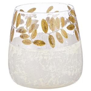 GILDE Waxinelichthouder Kaarsenhouder Foliage 1-vlamig, van glas, hoogte ca. 20 cm (1 stuk)