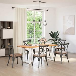 vidaXL Eettafel rechthoekig 180x80x74 cm massief eikenhout lichtbruin