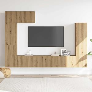 vidaXL 5-delig Tv-meubelset wandmontage bewerkt hout artisanaal eiken