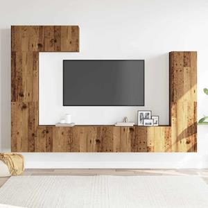 vidaXL 5-delig Tv-meubelset wandmontage bewerkt hout oud houtkleurig