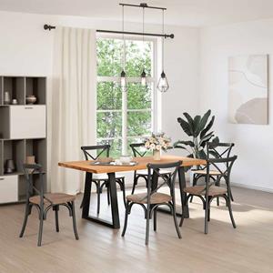 vidaXL Eettafel met natuurlijke rand 180x100x74 cm massief eikenhout