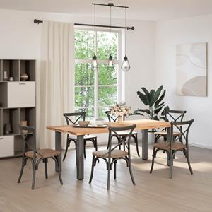 vidaXL Eettafel rechthoekig 220x100x74 cm massief eikenhout lichtbruin