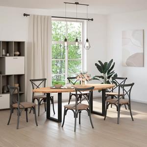 vidaXL Eettafel 240x100x74 cm ovaal massief eikenhout lichtbruin