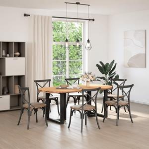 vidaXL Eettafel 200x100x74 cm ovaal massief eikenhout lichtbruin