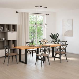 vidaXL Eettafel rechthoekig 280x90x74 cm massief eikenhout lichtbruin