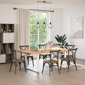 vidaXL Eettafel rechthoekig 220x120x74 cm massief eikenhout lichtbruin