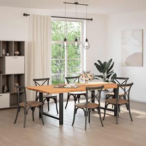 vidaXL Eettafel rechthoekig 240x120x74 cm massief eikenhout lichtbruin