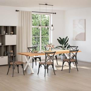 vidaXL Eettafel rechthoekig 280x100x74 cm massief eikenhout lichtbruin