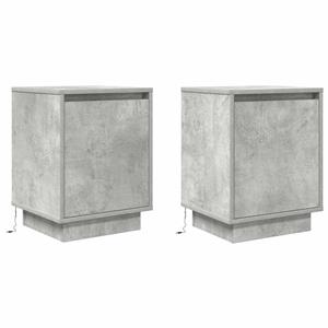 vidaXL Nachtkastjes met led-verlichting 2 st 38x34x50 cm betongrijs