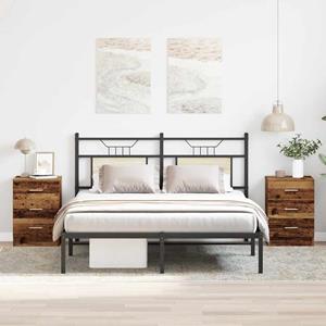 vidaXL Nachtkastjes 2 st 38x35x55 cm bewerkt hout oud houtkleurig
