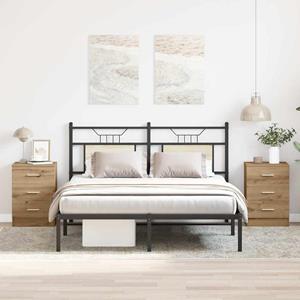 vidaXL Nachtkastjes 2 st 38x35x55cm bewerkt hout artisanaal eikenkleur