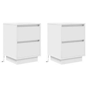 vidaXL Nachtkastjes met led-verlichting 2 st 38x34x50 cm wit