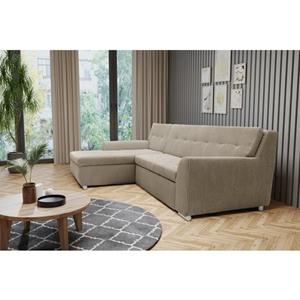 DOMO collection Hoekbank Treviso optioneel met slaapbank functie, incl. sierkussens, hoogwaardig doorgestikt patroon