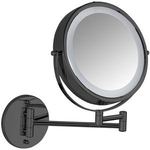 WENKO Wandspiegel Power-Loc LED Modell Lumi, Kosmetikspiegel mit Beleuchtung, 5-fach Vergrößerung, ohne Bohren