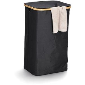 Zeller Present Wäschekorb Wäschesammler m. Tragetasche, Polyester, schwarz, ca 41,5 x 34 x 69 cm