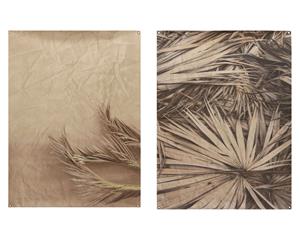 Decoris Wanddoek Met Ophangogen 90x120cm Fotoprint Met Palmblad 2 Stuks