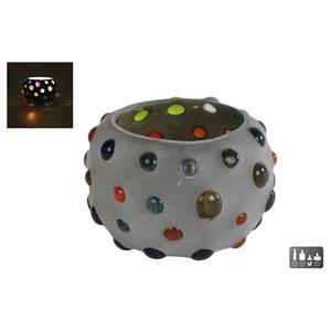 Merkloos Theelichthouder Diego L Gemixte Kleuren/grijs Glas 6x9x7cm