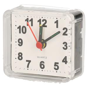 Gerimport Reiswekker/alarmklok analoog - transparant - kunststof - 6 x 3 cm - klein model -