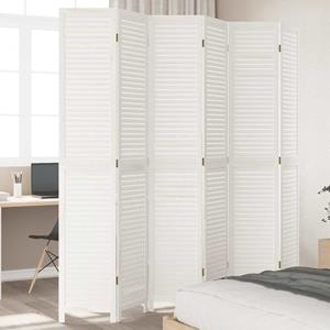 vidaXL Kamerscherm met 6 panelen massief paulowniahout wit