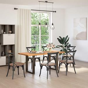 vidaXL Eettafel met natuurlijke rand massief eikenhout rechthoekig