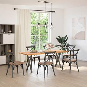 vidaXL Eettafel met natuurlijke rand massief eikenhout rechthoekig