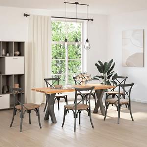 vidaXL Eettafel met natuurlijke rand massief eikenhout rechthoekig