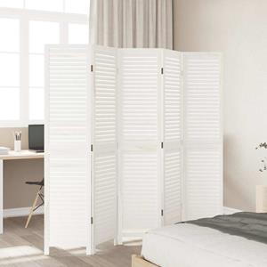 vidaXL Kamerscherm met 5 panelen massief paulowniahout wit