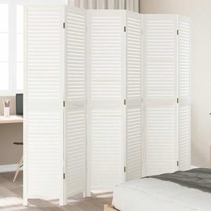 vidaXL Kamerscherm met 6 panelen massief paulowniahout wit