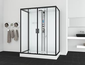 Badstuber New York complete douchecabine 160x90x215cm zwart mat