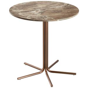 Vega Bijzettafel Alba; 50x50 cm (HxØ); Tafelblad gemarmerd/wit, frame koper; rond