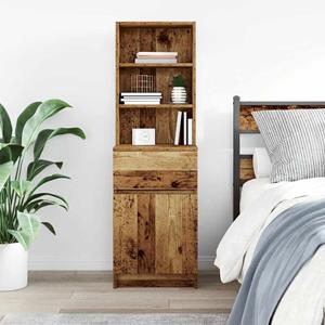 vidaXL Nachtkastje 39x35x125 cm bewerkt hout oud houtkleurig