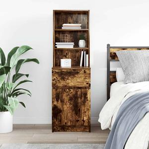 vidaXL Nachtkastje 39x35x125 cm bewerkt hout gerookt eikenkleurig