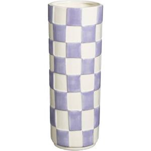 Leen Bakker Vaas Check - lila - keramiek - 28,2xØ10,2 cm